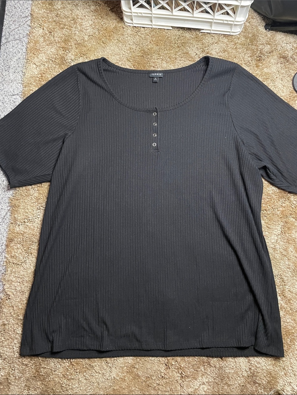 Torrid‎ Ribbed Snap Henley Casual Shirt Black size 5